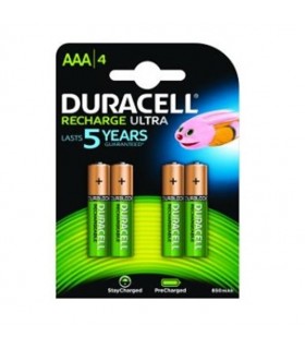 PILA DURACELL RECARGABLE ULTRA LR03 AAA (4 UND) Pilas