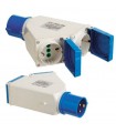 ADAPTADOR CLAVIJA 2P + T 16 AMP. A 2 BASES T.T.