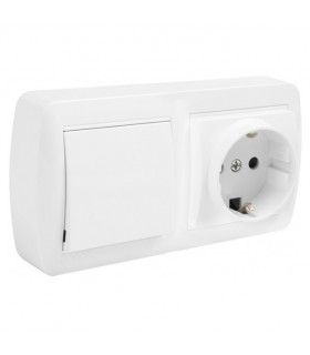 BASE ENCHUFE T.T. + CONMUTADOR 16 AMP. SUPERFICIE MURAL SOLERA Mecanismos eléctricos