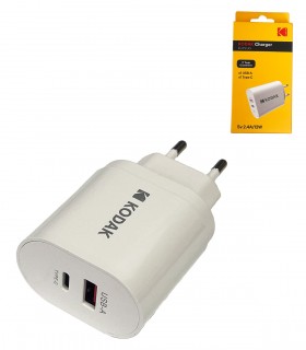 CARGADOR UNIVERSAL USB + C 2.4A 12W KODAK Materiales de telecomuniciones, telefonía y televisión