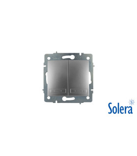 DOBLE CONMUTADOR EUROPA PLATA SOLERA Mecanismos eléctricos