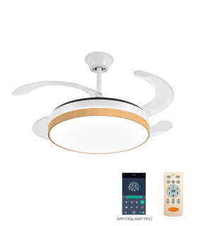 VENTILADOR TECHO MINA-L BLANCO / MADERA + MANDO + APP Ventilación