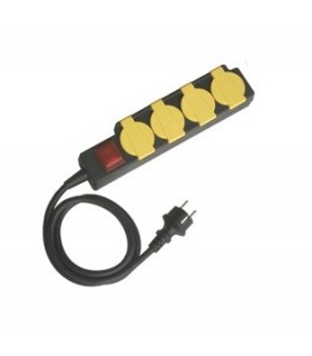 BASE INDUSTRIAL 4 TOMAS CON INTERRUPTOR Y CABLE 1.5 METROS (3 X 1.5 MM) Alargos y bases múltiples