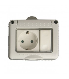 Base de enchufe con TTL 16A + interruptor de 16A estanco IP-54