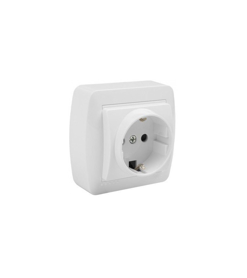 Base enchufe schuko 16 amp superficie blanco mural