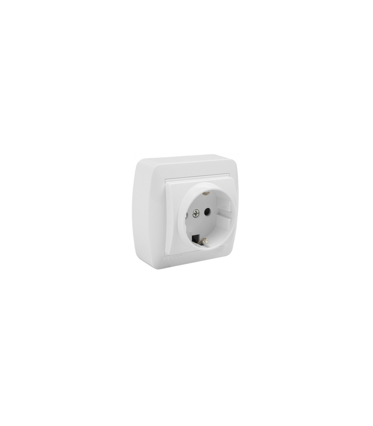 Base Enchufe Superficie Bipolar Base Enchufe De Superficie Bipolar Solera 517 - 16A 250V, Color Blanco - Con Toma De Tierra Lateral Enchufe Doble Para Una Sola Caja